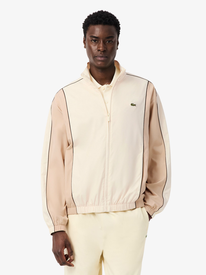 LACOSTE Colour-Block Water-Repellent Track Jacket Beige - MAISONDEFASHION.COM