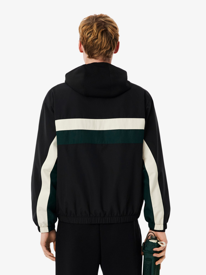 LACOSTE Colour-Block Track Jacket in Black - lifestyle shot or alternative angle showcasing the jacket's sporty style and features