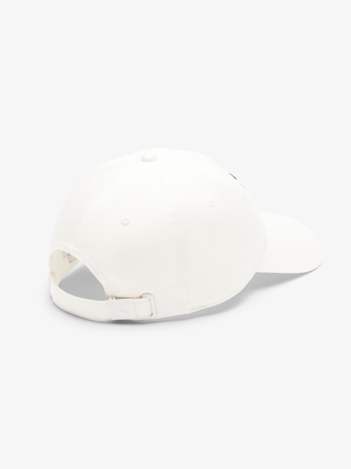 LACOSTE Cotton Badge Cap White - MAISONDEFASHION.COM