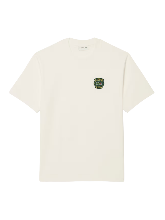 LACOSTE Cotton Badge T-shirt White - MAISONDEFASHION.COM