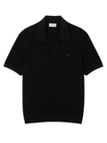 LACOSTE Cotton Blend Open Polo Collar Sweater Black - MAISONDEFASHION.COM