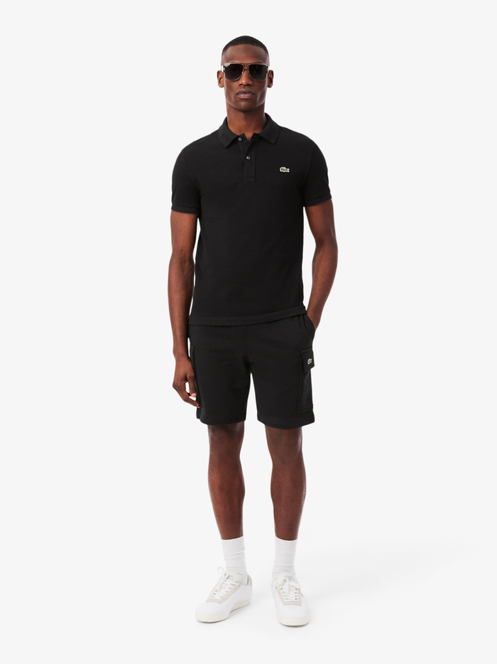 LACOSTE Cotton Fleece Cargo Shorts Black - MAISONDEFASHION.COM