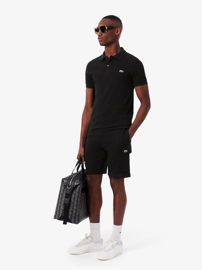 LACOSTE Cotton Fleece Cargo Shorts Black - MAISONDEFASHION.COM