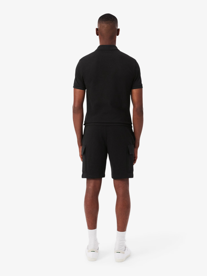 LACOSTE Cotton Fleece Cargo Shorts Black - MAISONDEFASHION.COM