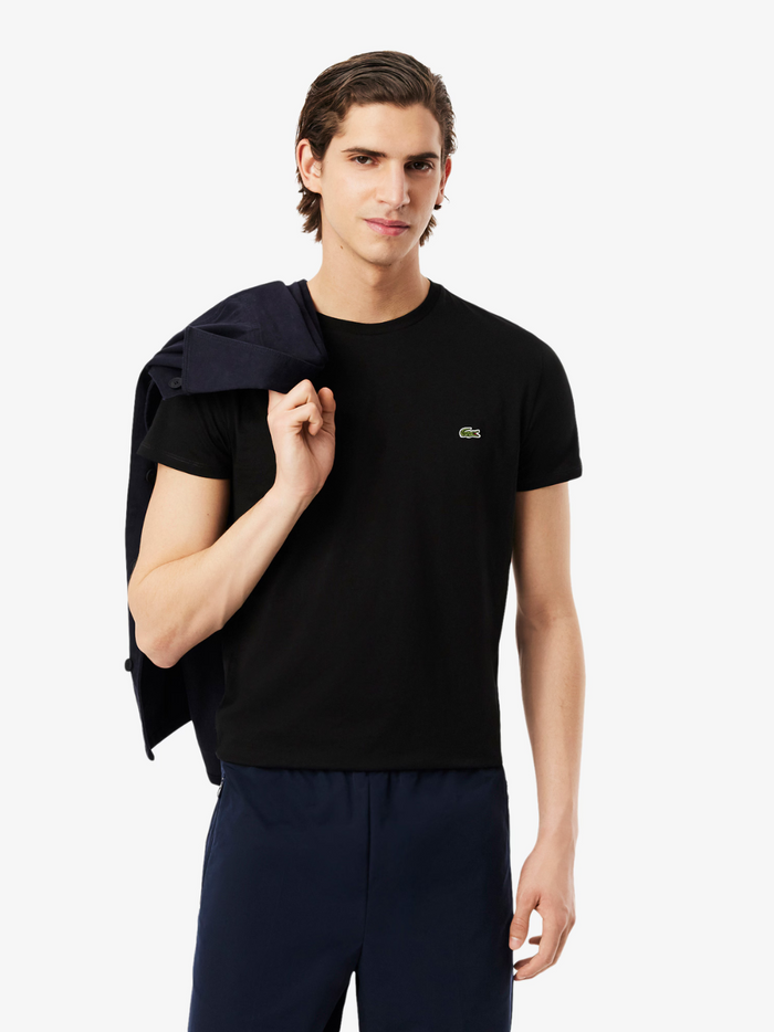 LACOSTE Cotton Pima T-shirt Black - back view displaying clean design and premium Pima cotton fabric