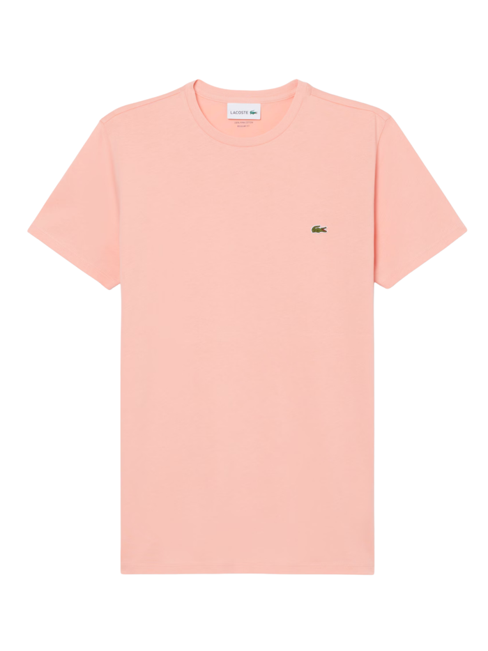 LACOSTE Cotton Pima T-shirt Coral Pink - MAISONDEFASHION.COM