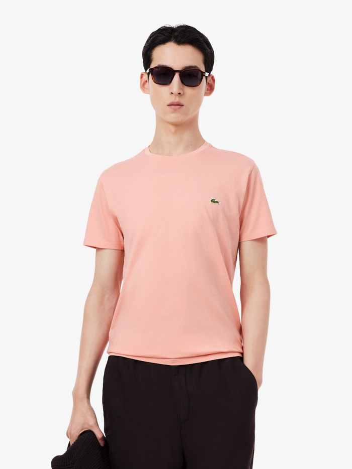 LACOSTE Cotton Pima T-shirt Coral Pink - MAISONDEFASHION.COM