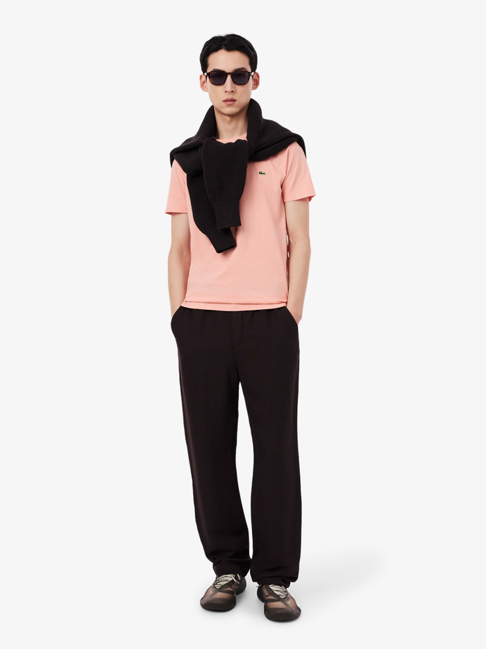 LACOSTE Cotton Pima T-shirt Coral Pink - MAISONDEFASHION.COM