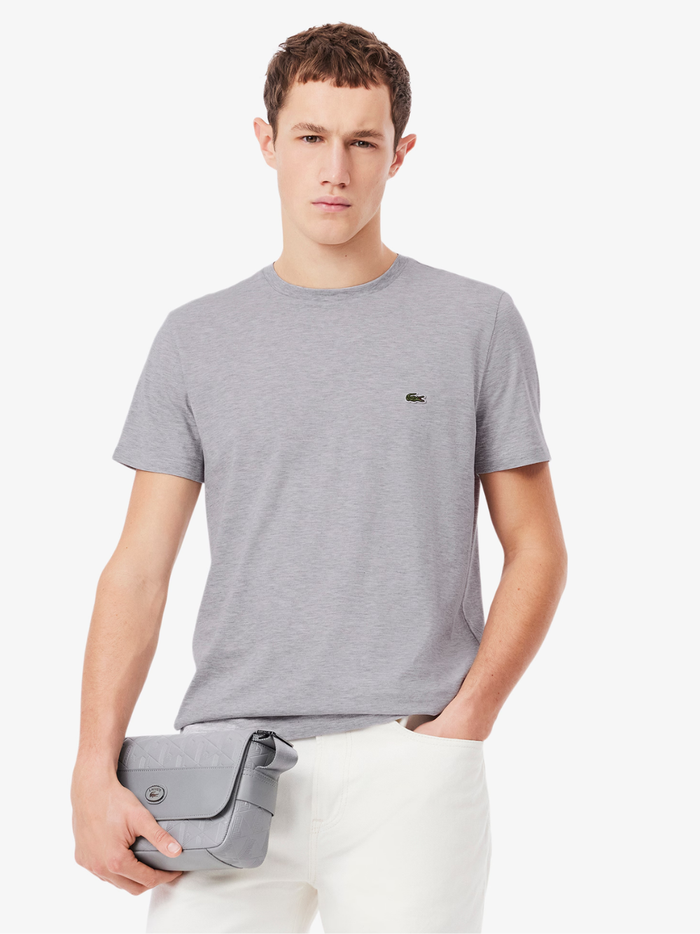 LACOSTE Cotton Pima T-shirt Grey - MAISONDEFASHION.COM