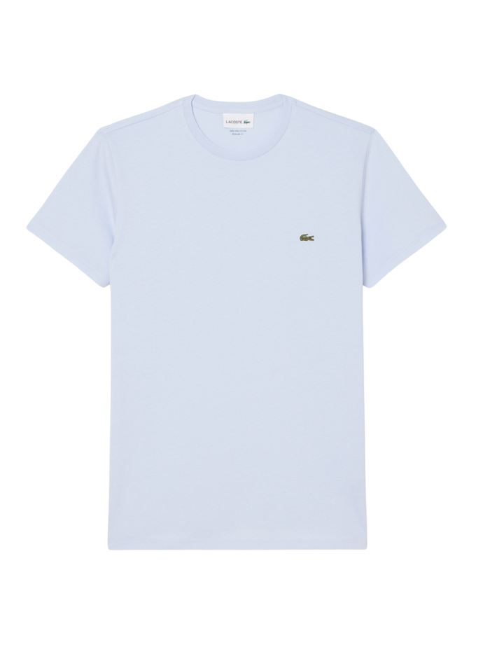 LACOSTE Cotton Pima T-shirt Light Blue - MAISONDEFASHION.COM