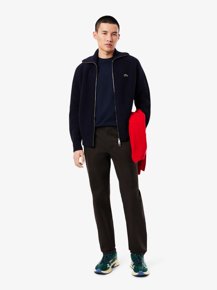 LACOSTE Cotton Pima T-shirt Midnight Blue - side profile view highlighting the comfortable fit and quality construction