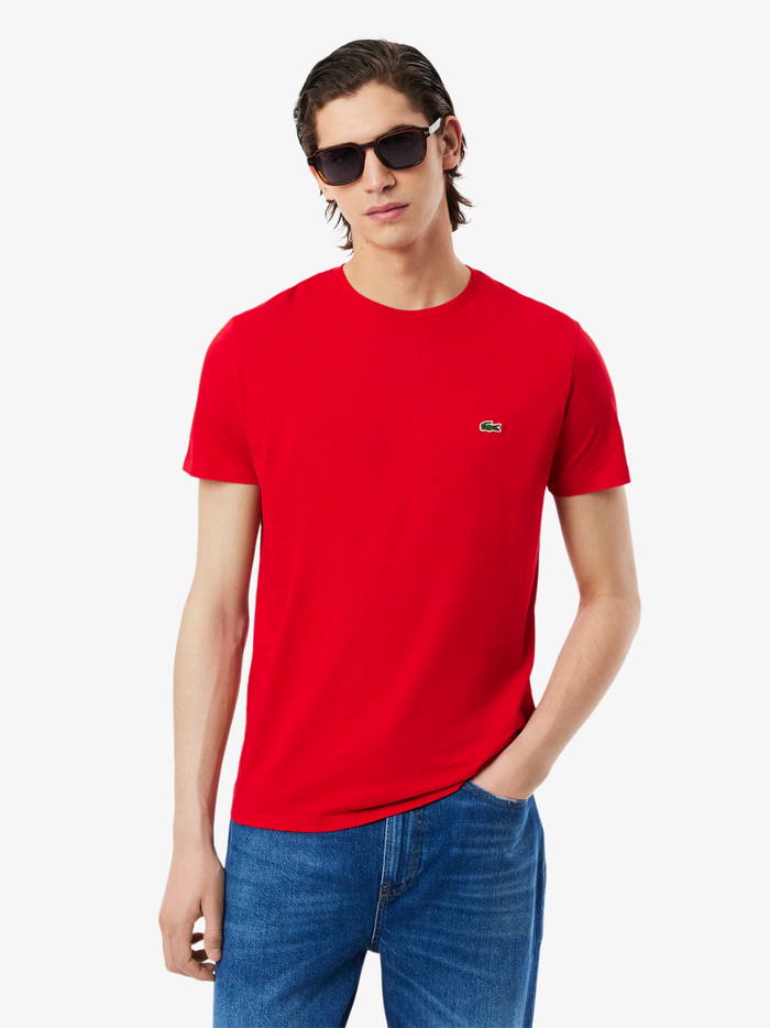 LACOSTE Cotton Pima T-shirt Red - MAISONDEFASHION.COM