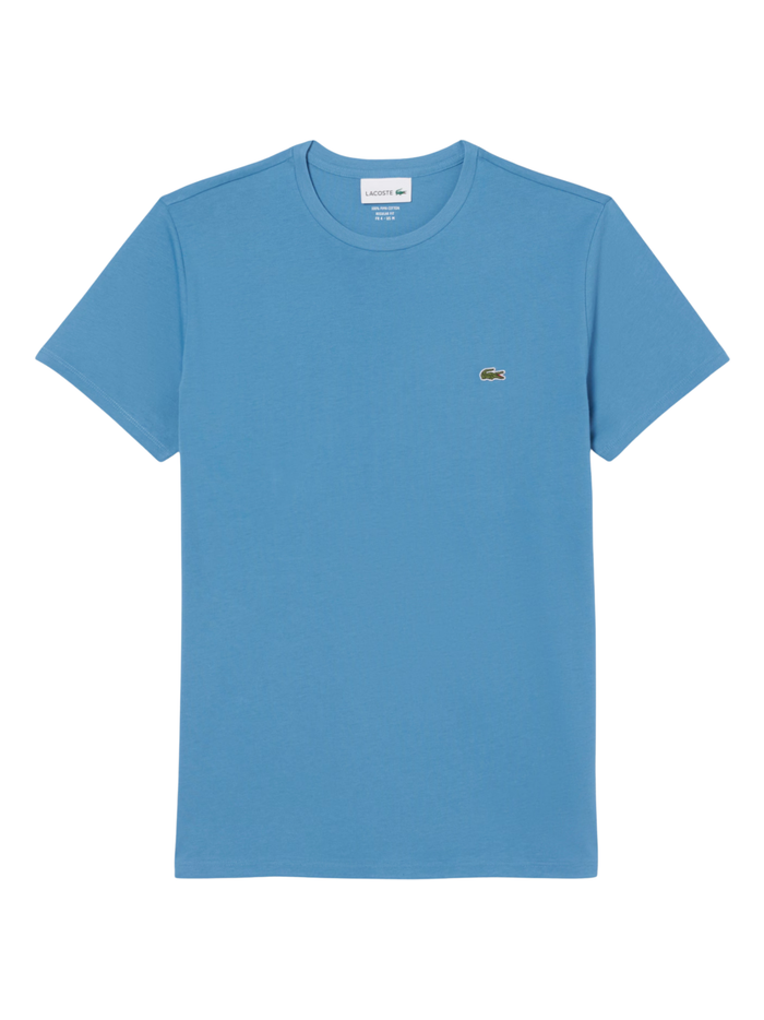LACOSTE Cotton Pima T-shirt Sky Blue - MAISONDEFASHION.COM