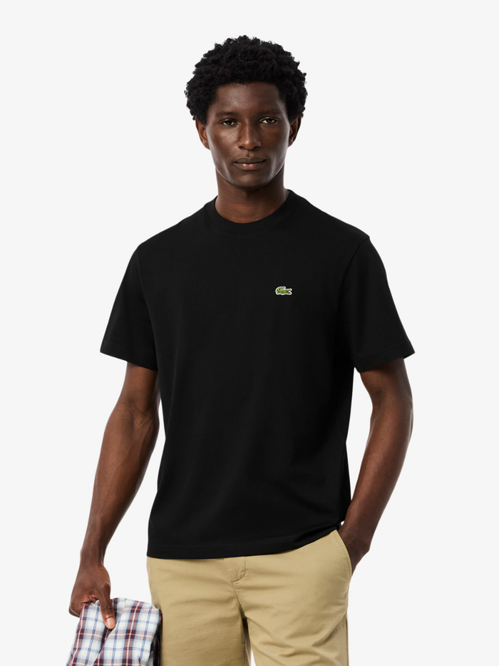 LACOSTE Cotton T-shirt Black - back view displaying clean design and premium cotton fabric construction