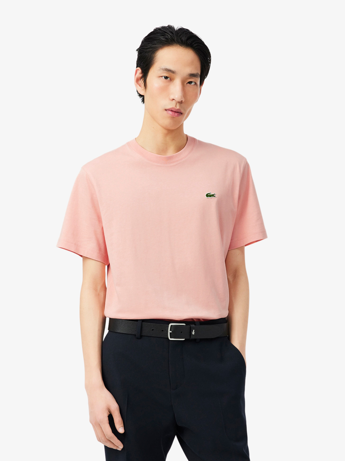LACOSTE Cotton T-shirt Coral Pink - MAISONDEFASHION.COM