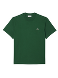 LACOSTE Cotton T-shirt in Green - front view showing classic fit and iconic crocodile logo