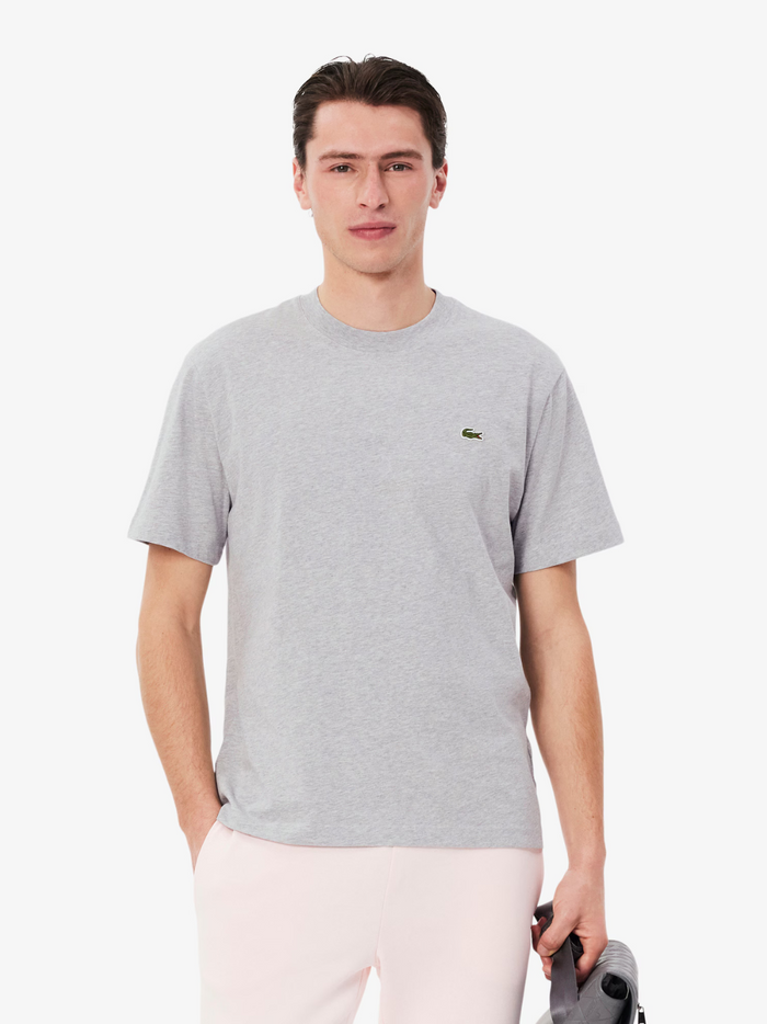 LACOSTE Cotton T-shirt Grey - back view displaying clean design and premium cotton fabric