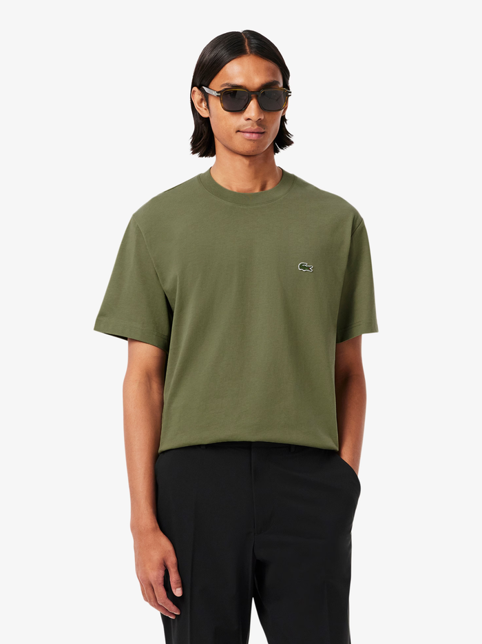 LACOSTE Cotton T-shirt Khaki Green - MAISONDEFASHION.COM