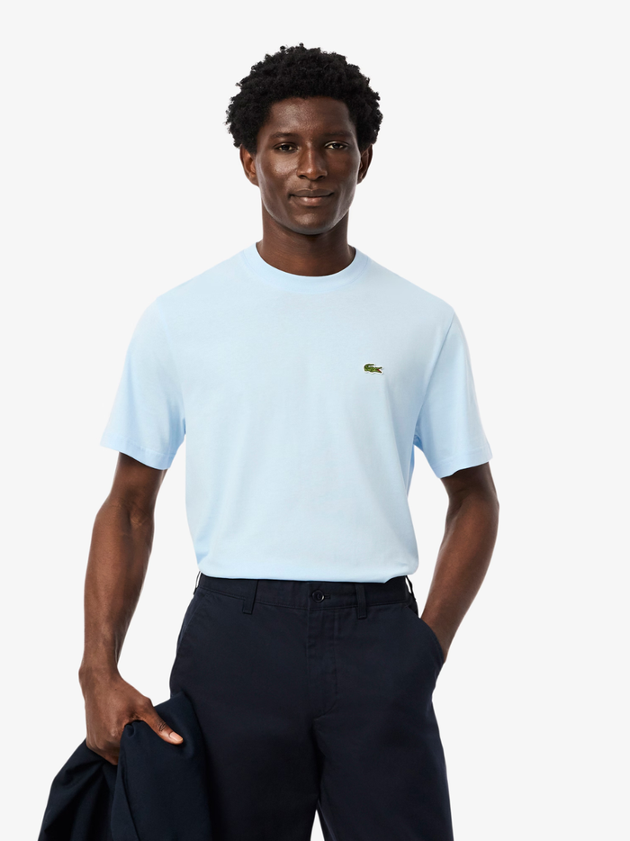 LACOSTE Cotton T-shirt Light Blue - back view displaying clean design and premium cotton fabric