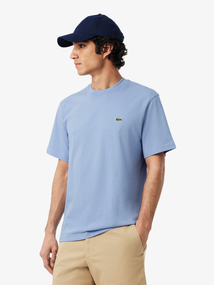 LACOSTE Cotton T-shirt Light Blue - MAISONDEFASHION.COM