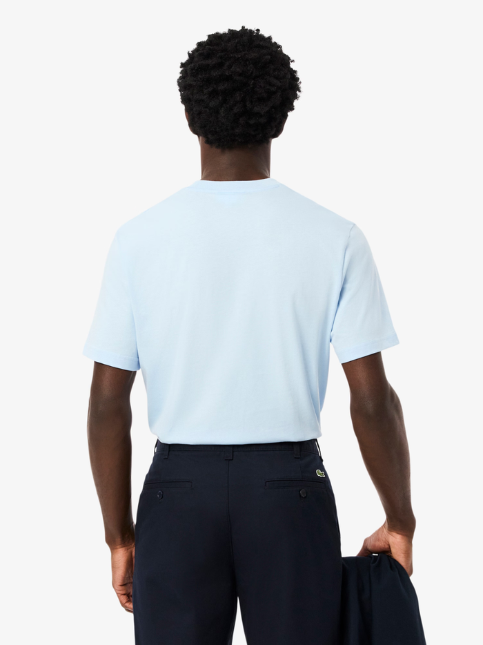 LACOSTE Cotton T-shirt Light Blue - fabric texture detail showing premium cotton quality