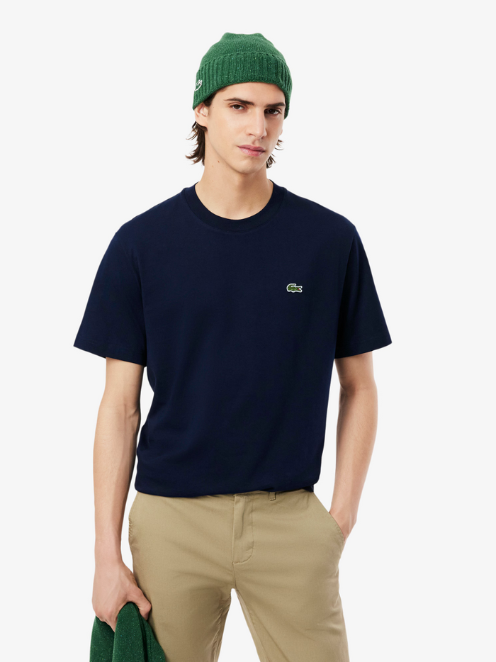 LACOSTE Cotton T-shirt Midnight Blue - back view displaying clean design and quality cotton fabric