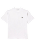 LACOSTE Cotton T-shirt in White - front view showing classic fit and iconic green crocodile logo