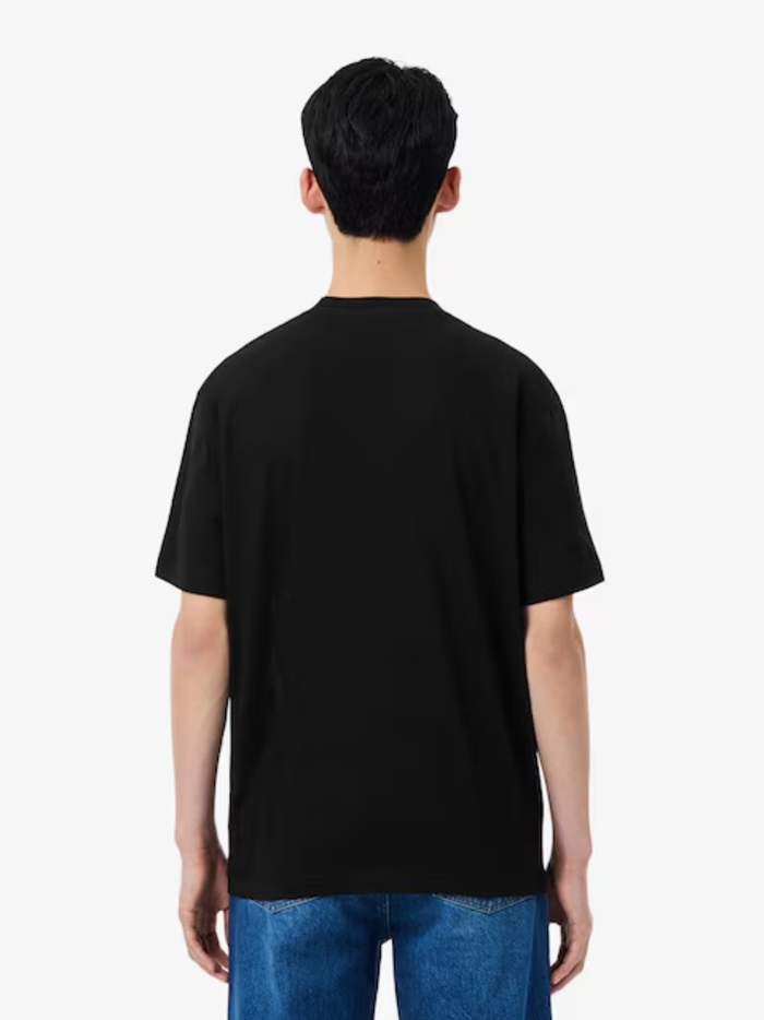 LACOSTE Cotton T-shirt with Breast Pocket Black - MAISONDEFASHION.COM
