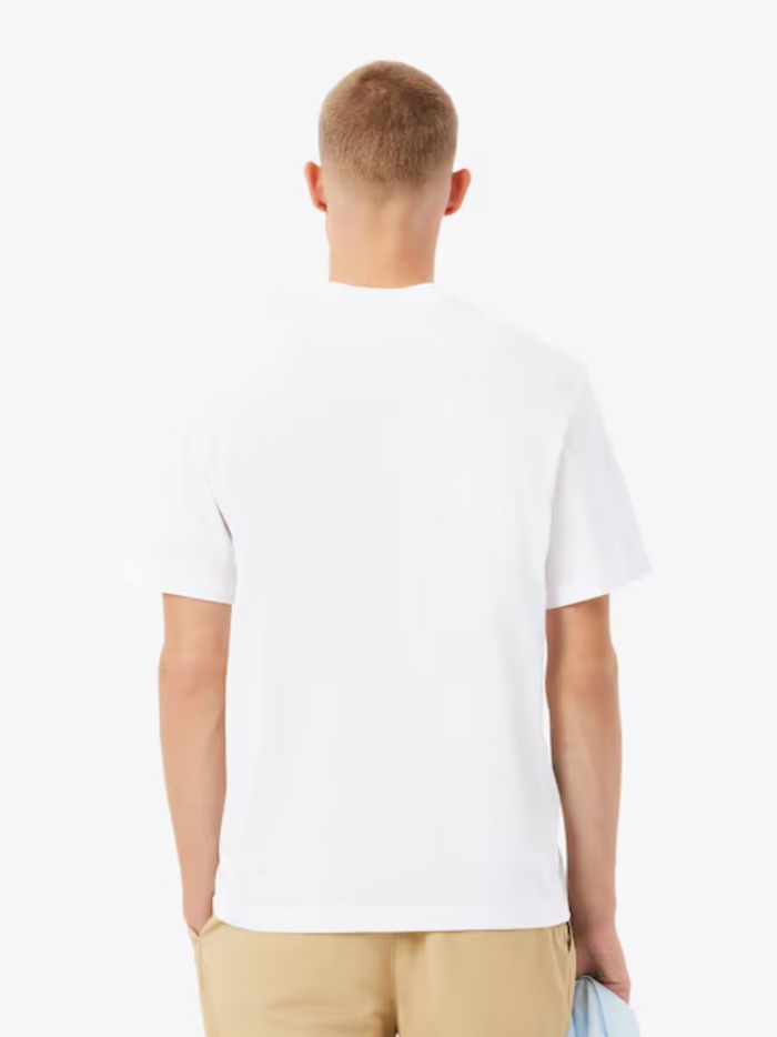 LACOSTE Cotton T-shirt with Breast Pocket White - MAISONDEFASHION.COM