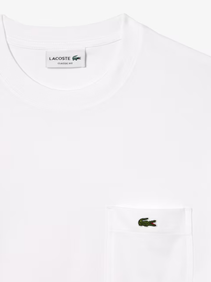 LACOSTE Cotton T-shirt with Breast Pocket White - MAISONDEFASHION.COM