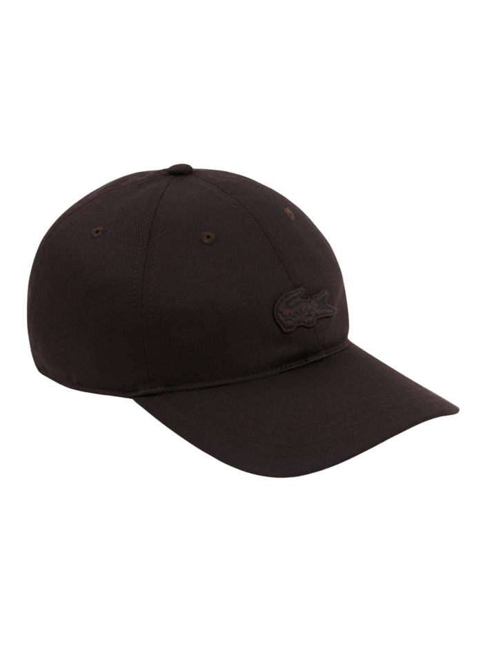 LACOSTE Cotton Twill Badge Cap Brown - MAISONDEFASHION.COM