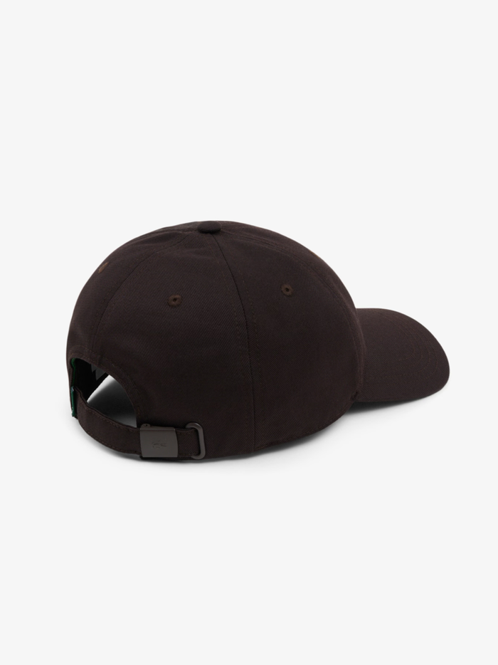 LACOSTE Cotton Twill Badge Cap Brown - MAISONDEFASHION.COM