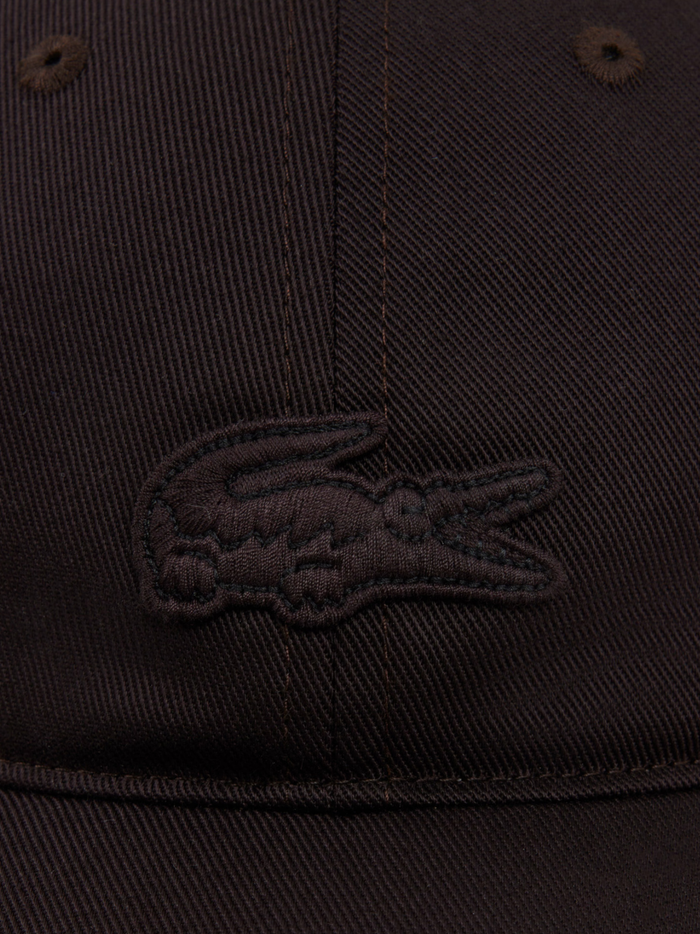 LACOSTE Cotton Twill Badge Cap Brown - MAISONDEFASHION.COM