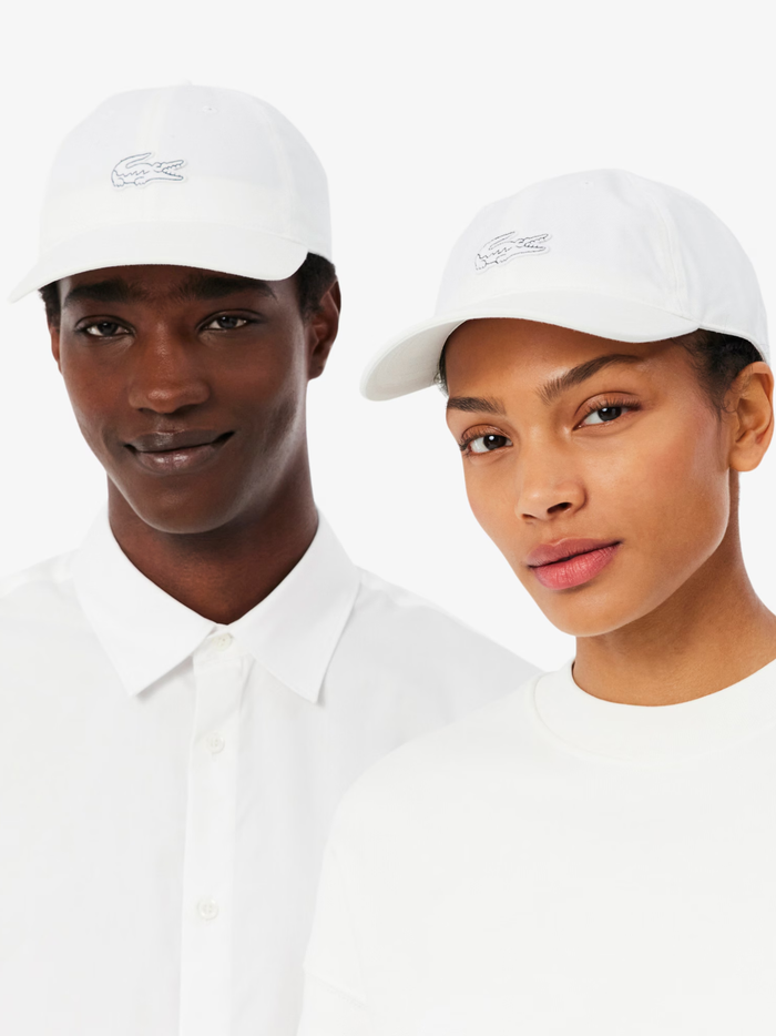 LACOSTE Cotton Twill Badge Cap White