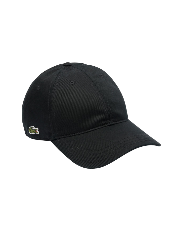 LACOSTE Cotton Twill Cap Black - MAISONDEFASHION.COM