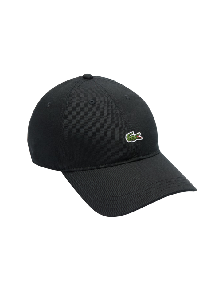 LACOSTE Cotton Twill Cap Black - MAISONDEFASHION.COM