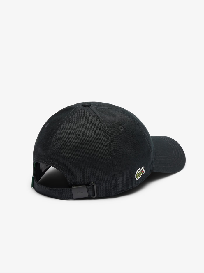 LACOSTE Cotton Twill Cap Black - MAISONDEFASHION.COM