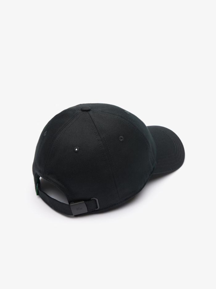 LACOSTE Cotton Twill Cap Black - MAISONDEFASHION.COM
