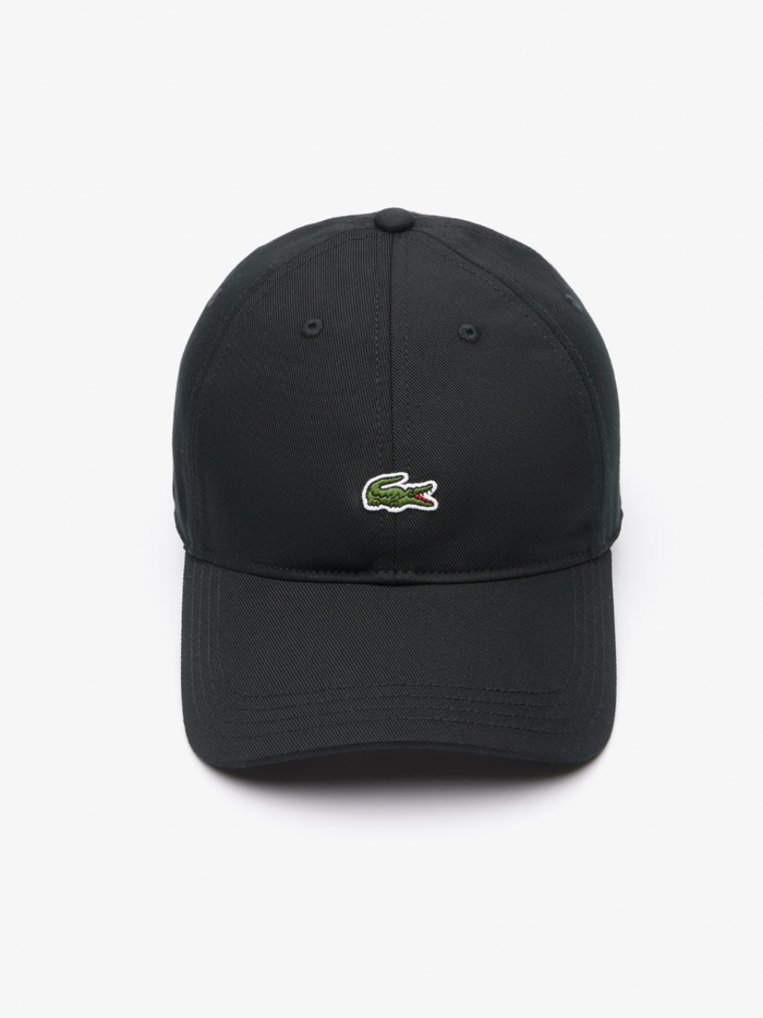 LACOSTE Cotton Twill Cap Black - MAISONDEFASHION.COM