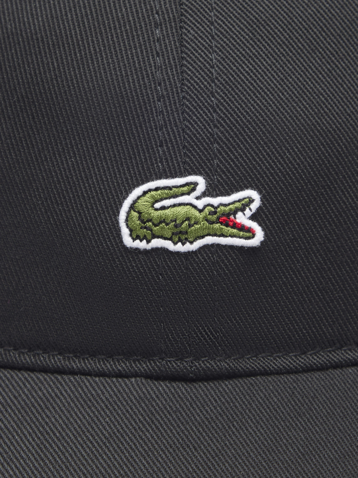 LACOSTE Cotton Twill Cap Black - MAISONDEFASHION.COM