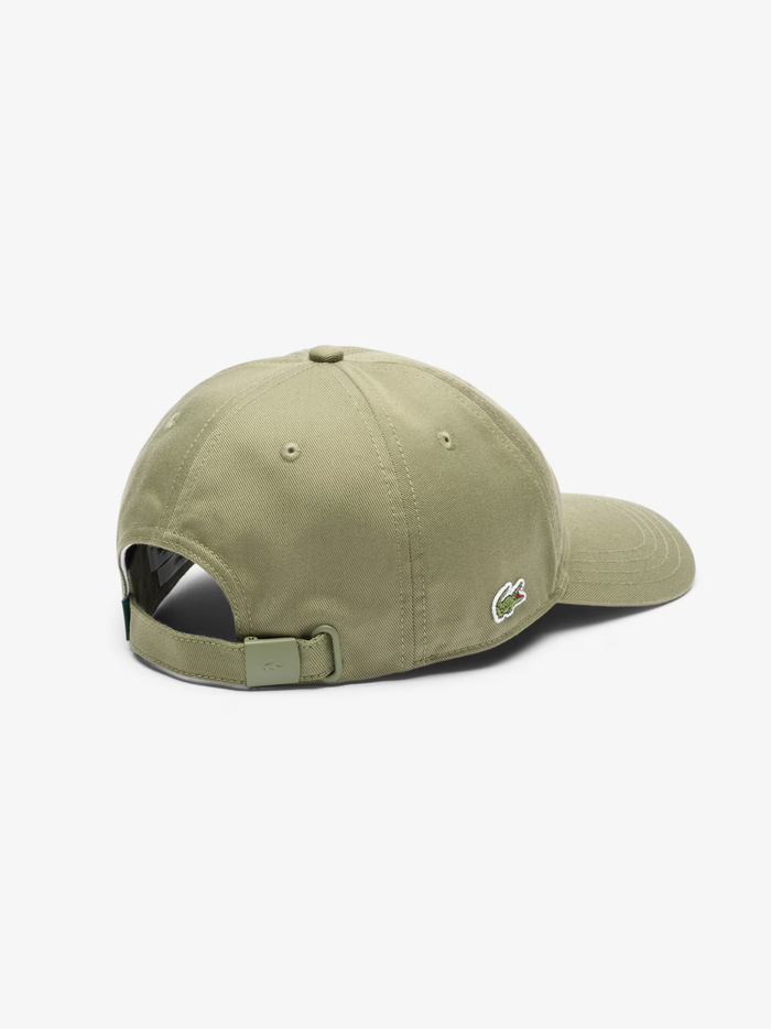 LACOSTE Cotton Twill Cap Khaki Green - MAISONDEFASHION.COM