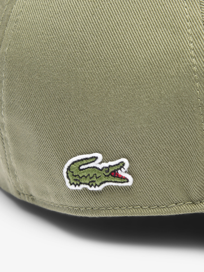LACOSTE Cotton Twill Cap Khaki Green - MAISONDEFASHION.COM