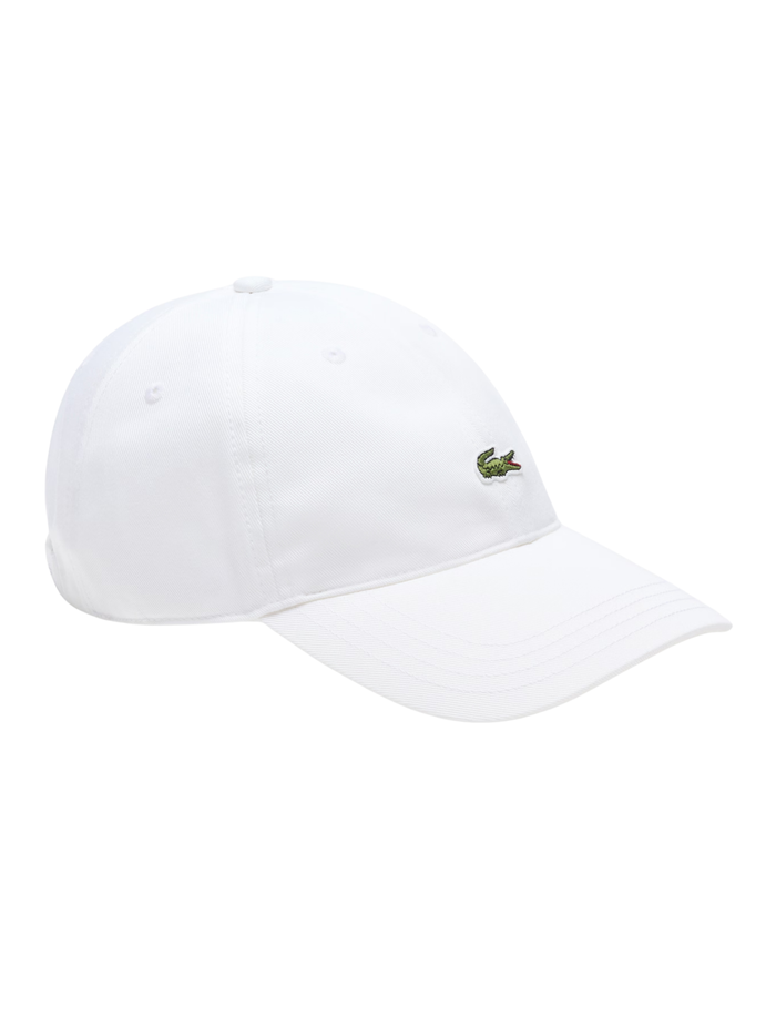 LACOSTE Cotton Twill Cap White - MAISONDEFASHION.COM