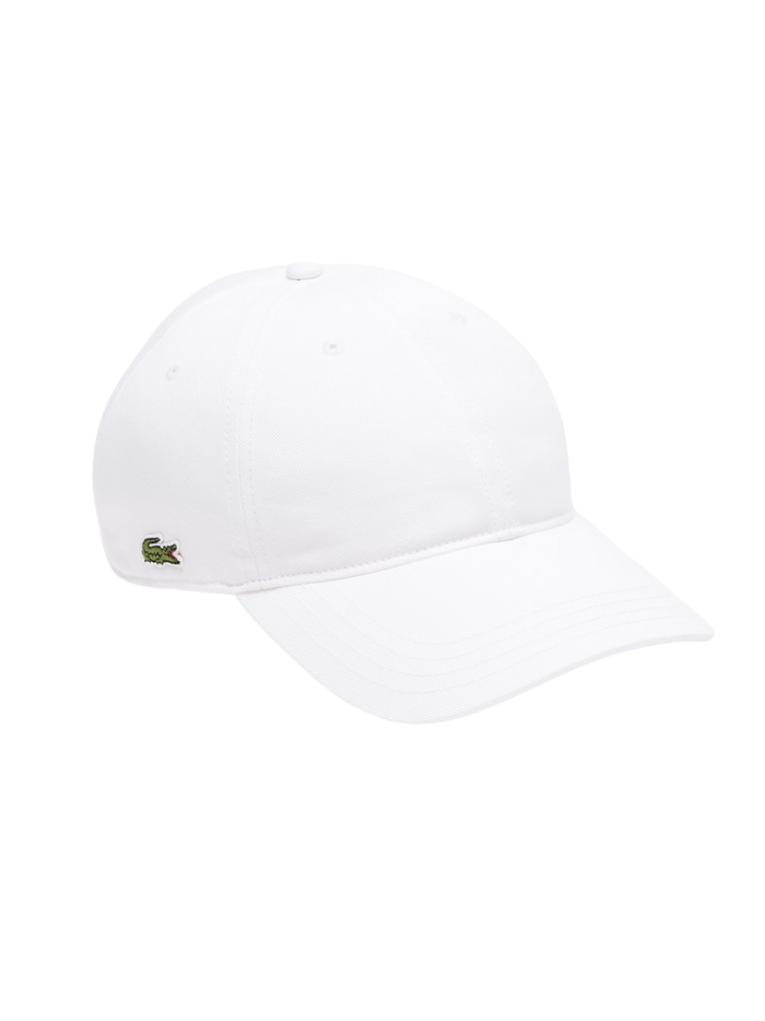 LACOSTE Cotton Twill Cap White - MAISONDEFASHION.COM