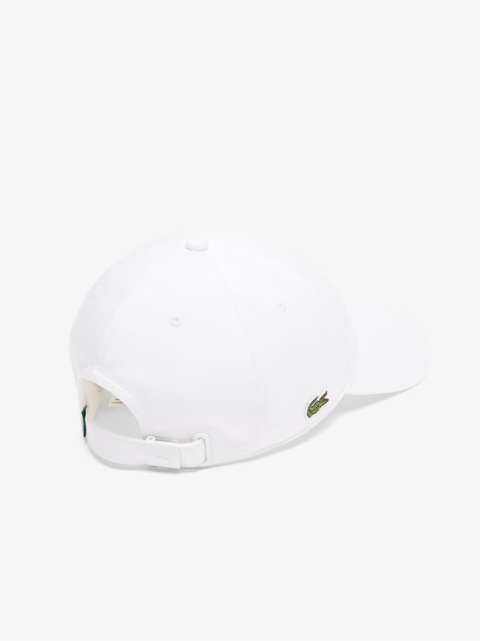 LACOSTE Cotton Twill Cap White - MAISONDEFASHION.COM