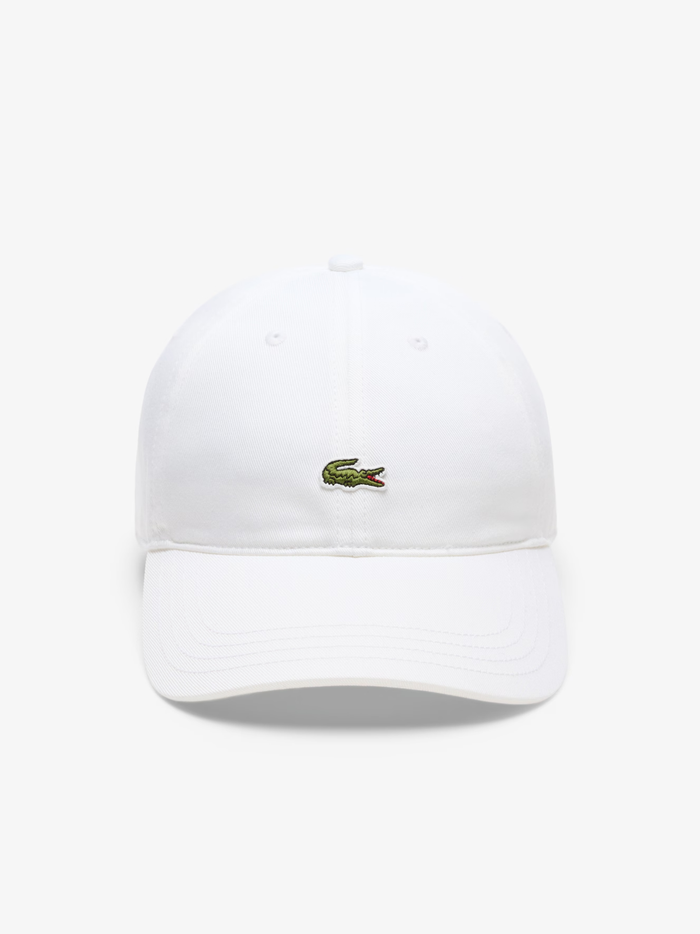 LACOSTE Cotton Twill Cap White - MAISONDEFASHION.COM