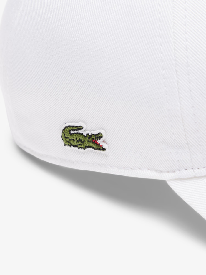 LACOSTE Cotton Twill Cap White - MAISONDEFASHION.COM