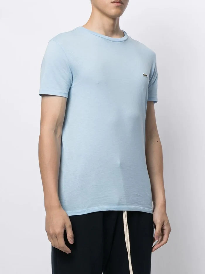 LACOSTE Crew Neck Pima Cotton Jersey T-shirt Overview Blue - MAISONDEFASHION.COM