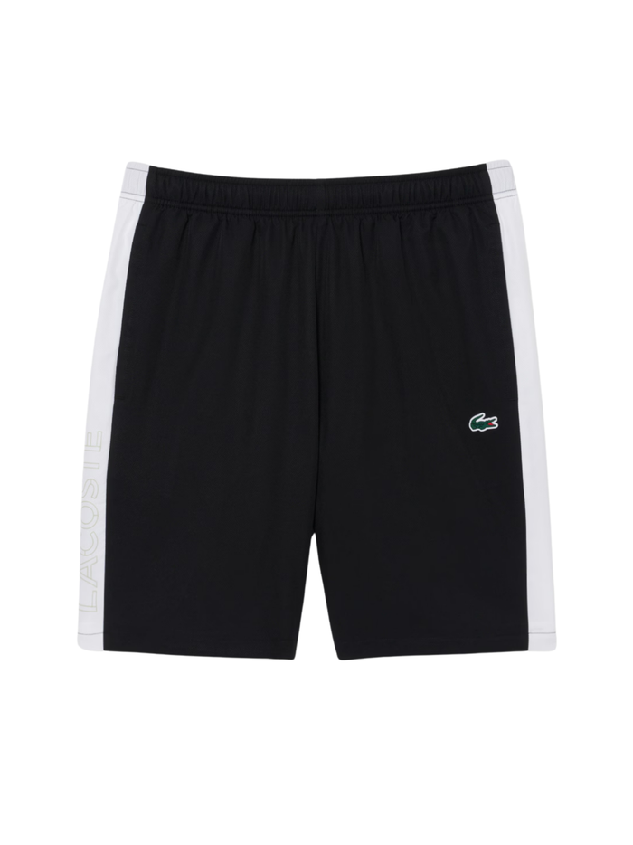 LACOSTE Diamond Taffeta Band Accent Sport Shorts Black - MAISONDEFASHION.COM