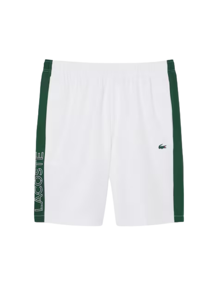 LACOSTE Diamond Taffeta Band Accent Sport Shorts White/Green - MAISONDEFASHION.COM